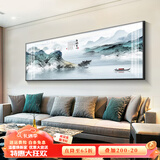 瑞尚（RUISHANG） 新中式客厅装饰画大气山水画横版沙发背景墙画挂画轻奢晶瓷壁画 海纳百川 180*60/晶瓷面/适合2.5m沙发