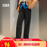 森马（Semir）牛仔裤女冬加绒做旧长裤女生保暖显腿长ins潮直筒裤103724124011