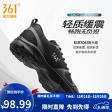 361°运动鞋男鞋秋冬季透气网面跑鞋黑色通勤轻质户外慢跑步鞋 曜石黑/烟灰【透气网布】 42