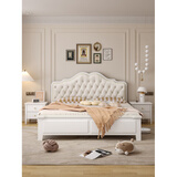 联邦家私美式轻奢实木床双人1.8米主卧软靠法式公主床现代简约欧 床+10公分乳胶棕垫+两柜 1800mm*2000mm x 气压结构