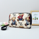 小熊依恋女包时尚织花帆布手拿手拎包长款休闲随身手机零钱包袋