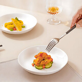 斯凯绨（Sky Top）盘子陶瓷深菜盘纯白碟子骨瓷家用酒店餐具7英寸饭盘4件套装