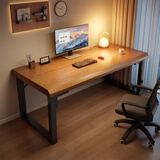 蔓斯菲尔（MSFE）实木电脑桌台式电竞桌家用办公桌工作台桌子长条桌卧室书桌学习桌 【特价-加厚5cm实木桌面】胡桃木100*60cm