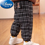 迪士尼（Disney）童装一条过冬儿童加绒格子裤子三层加厚夹棉裤女童男童男宝宝外穿 口袋熊加厚棉裤 100