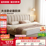 全友家居 现代简约双人床1.8米x2米落地床主卧室家具科技布软包大床