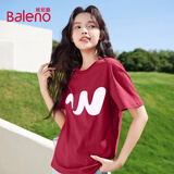 班尼路（Baleno）纯棉短袖T恤女夏2026年新年贺岁红色时尚休闲潮流百搭通勤风半袖