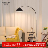 清瑶客厅沙发旁落地灯现代简约北欧全光谱卧室钓鱼灯极简设计感立式灯 E款实木桌面H160CM无线充 三色