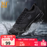 361°运动鞋男鞋秋冬季透气网面跑鞋黑色通勤轻质户外慢跑步鞋 曜石黑/烟灰【皮革面防泼水】 41
