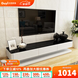 古宜升降茶几客厅折叠茶几烤漆多功能储物凳折叠饭桌小户型伸缩餐桌子 黑色电视柜【1.8米】