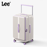 Lee5轮宽拉杆行李箱26寸防爆拉链大容量旅行箱扩容登机拉杆箱皮箱子 白配紫【带扩展层】 20英寸 登机箱-双层防爆拉链-四轮