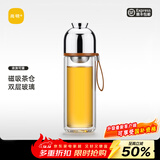 尚明（SAMADOYO）耐热玻璃茶水分离保温泡茶杯商务随手杯便携高档办公室旅行家用 棕色300ml