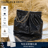 CHARLES&KEITH子母链条大容量流浪包托特包单肩斜挎包女包生日礼物CK2-40671449 【L号】Black黑色 L