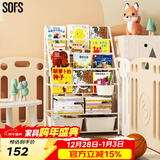 SOFS儿童书架绘本架简易落地宝宝小书柜铁艺幼儿置物架书本玩具收纳架 L码 (4+2)层 2盒
