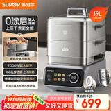 苏泊尔（SUPOR）0涂层不锈钢电蒸锅 炖蒸煮一体电煮锅 电火锅家用多功能锅 可拆洗电热锅19L 蒸美味Pro ZN32FC1013