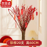 九月生银柳20支新年装饰年宵花卉鲜切枝真花摆件干花春节乔迁礼物60cm
