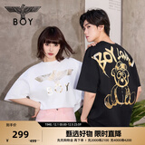 BOY LONDON【范丞丞同款】夏季短袖情侣小熊涂鸦满印潮牌T恤N01909 黑色 L 此款偏大，建议拍小一码