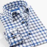 第五季 男装衬衫商务休闲衬衣男士长袖修身法兰绒磨毛格子保暖衬衫 SFL5T334 42 [参考体重：150-160斤]