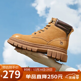 骆驼（CAMEL）大黄靴女都市户外系带工装靴马丁靴 L23W307016R 黄棕（绒里） 39