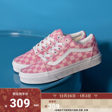 VANS范斯官方 Old Skool粉白棋盘格夏日清新男女帆布鞋 粉白棋盘格 35