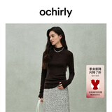 欧时力OCHIRLY 可机洗特级100%美丽诺羊毛针织衫女无缝一体高级感毛衣 深啡 S