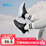 361°童鞋 儿童运动鞋25冬季男女童3-14岁皮革校园跑鞋 黑36