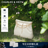 CHARLES&KEITH子母链条大容量流浪包托特包单肩斜挎包女包生日礼物CK2-40671449 【L号】Cream奶白色 L