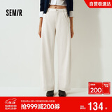 森马（Semir）牛仔裤女冬季分割抓毛拖地裤2025酷飒风显腿长弯刀裤109725124008