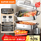 苏泊尔（SUPOR）家用多功能涮肉烤鱼烤肉锅 智能电蒸锅 电煮锅 电火锅 多用途分体式不粘料理锅 5L电热锅H50FC288A