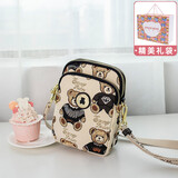 小熊依恋三层刺绣小包新款洋气百搭手机包女斜挎单肩跑步手机腰包圣诞礼物