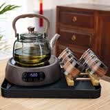 全度玻璃提梁壶家用小型电陶炉煮茶器烧水壶大容量保温玻璃茶壶 【升级10件套】带茶盘一整套
