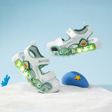 B.Duck小黄鸭童鞋儿童凉鞋男女童发光亮灯鞋宝宝夏季包头凉鞋5018白绿27