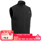 迪卡侬男士秋冬马甲MH120户外保暖摇粒绒拉链背心黑色2XL 1406398