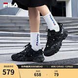 斐乐（FILA）猫爪5代官方女复古运动鞋杨幂同款新款休闲鞋老爹鞋 黑-BK 37.5