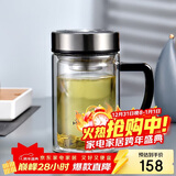 希诺双层玻璃杯男家用商务办公水杯带手柄泡茶杯子XN-9320 290mL