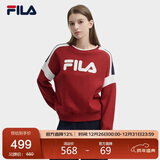 FILA 斐乐官方女子套头卫衣2025春季时尚休闲拼色针织长袖上衣