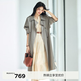 伊芙丽蒋欣代言【经典延续】薄荷曼波老钱风双排扣长款风衣外套女新款 珍珠灰 S 80-120斤