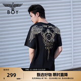 BOY LONDON【暗黑罗盘】夏情侣款短袖权杖印花炸街潮牌T恤N01906 N0103902 M