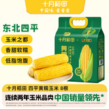 十月稻田 四平黄甜糯玉米 8根 3.52斤 东北黏玉米棒 真空包装 非转基因