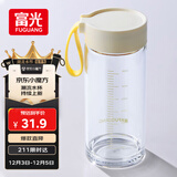 富光清然玻璃杯 高硼硅玻璃水杯子 女生便携牛奶咖啡高颜值茶杯480ml