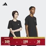adidas情侣休闲纯棉上衣圆领短袖T恤男女夏季阿迪达斯官方轻运动 黑色 S