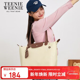 Teenie Weenie单肩包包小熊圣诞礼物通勤大容量手提托特斜挎包 白杏色