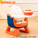 日康（rikang）儿童坐椅 靠背椅叫叫椅宝宝发声椅幼儿园餐桌椅 【升级防摔】PVC软垫附餐盘 橙色