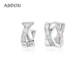 AJIDOU阿吉豆耳环女交叉耳夹耳扣轻奢配饰小众耳钉爆款高级感耳饰新年