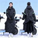 偶森冬季电动车挡风衣加厚绒防寒保暖骑行成人护膝防风罩电瓶车挡风被 加绒加厚挡风衣【成人黑色】 成人2XL【180斤内】