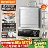 苏泊尔（SUPOR）0涂层不锈钢电蒸锅 炖蒸煮一体电煮锅 电火锅 家用多功能蒸炖锅 17L可拆洗电热锅 ZN26FC887配炖盅
