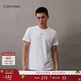 Calvin KleinJeans夏季男装休闲时尚ck字母叠印舒适纯棉圆领内搭短袖T恤上衣 YAF-白色 2XL （推荐180-190斤）