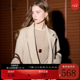 三彩【宋轶同款】【100绵羊毛】2025冬季新款双面呢大衣中长毛呢外套S 燕麦色 XS 150/76A