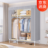 索尔诺（SuoErnuo）布衣柜家用出租房宿舍卧室收纳挂衣柜储物柜简易衣柜极简现代 升级加粗25管【1.23米】灰色条纹