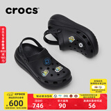 CROCS卡骆驰檀健次同款经典泡芙洞洞鞋轻便舒适休闲鞋|207521 黑色-001(含智必星) 39 (240mm)