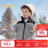 巴拉巴拉童装儿童羽绒服冬装男童女童宝宝加绒加厚外套亲子装时尚 白黑色调-防水防油-00319-番鸭绒 165 cm